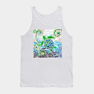 Turtle Mosaic Turquoise Tank Top